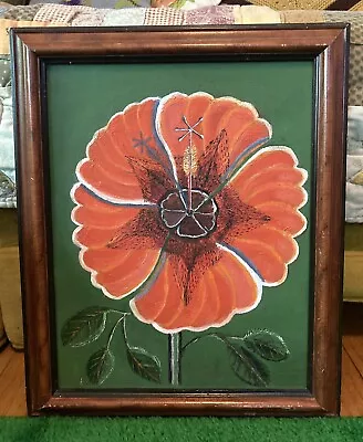 Vintage Framed & Signed Painting On Canvas Flower Power Boho Wall Art • $24.90