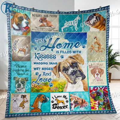 I Love My Boxer Quilt Boxer Dog Quilt Blanket Warm And Soft • $59.95