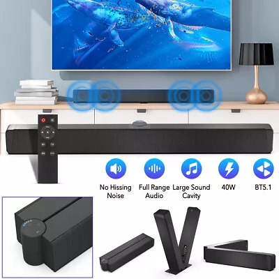 Foldable Sound Bar Bluetooth Speaker TV Surround Sound System Subwoofer Soundbar • £43.99
