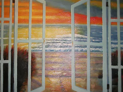 £9.95 • Buy Sea View Ocean Large Oil Painting Canvas Seascape Ocean Waves Modorn Original