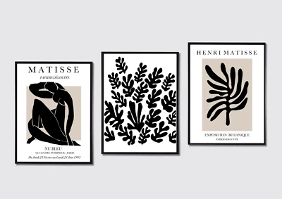 £7.99 • Buy Set Of 3 Matisse Neutral And Black Wall Art Posters Henri Matisse Poster Prints
