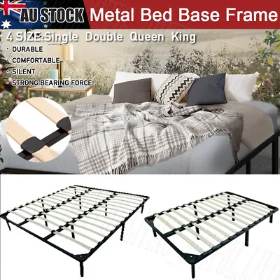 $115.59 • Buy Bed Frame Double Queen King Single Platform PU Leather Wooden Slats Base Bedroom