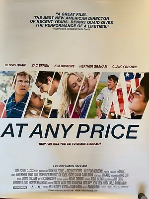 AT ANY PRICE  UK Quad Movie Cinema Poster  ZAC EFRON  HEATHER GRAHAM  QUAID MINT • £6.95