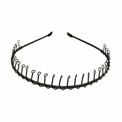 £2.49 • Buy Black Metal Sports Hairband Headband Wave Alice Style Hair Band Unisex Women/Men
