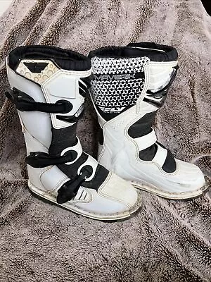 Fly Racing Maverick Dirt Bike Motocross ATV Boot Youth Size 4 White • $69.95