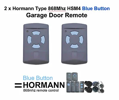 Garador Hormann Garage Door Remote Control Key Fob 868Mhz HSM4 Blue Buttons (2) • £17.95