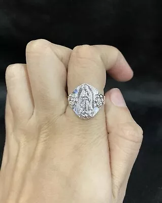 925 Sterling Silver Men's Womens Virgin Virgen Mary Maria Guadalupe Ring Sz 9 • $50