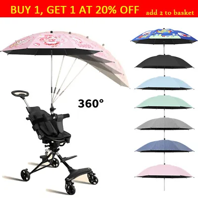 Baby Parasol Sun Shade Umbrella Canopy Pram Buggy Push Chair UPF50+ Universal • £9.39