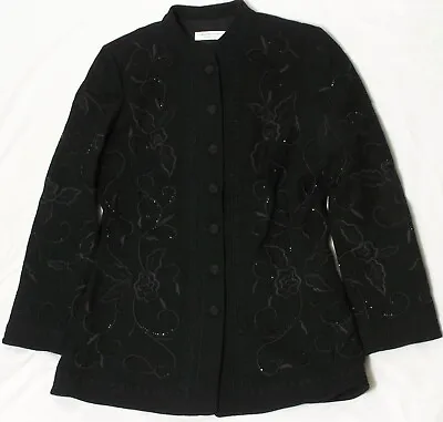 CAROLINE CHARLES Women's Embroidered Wool Blend (65%Wool) Jacket Size 14 • £54