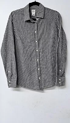 J CREW The Perfect Shirt Black White Plaid Long Sleeve Button-Up Women Shirt XS • $12.99