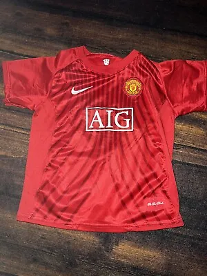 Manchester United Nike Dri-Fit Red Authentic Jersey Shirt Youth Size Small 4/5 • $15