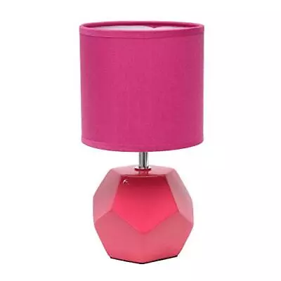 LT2065-PNK Round Prism Mini Table Lamp With Matching Fabric Shade Pink • $20.21