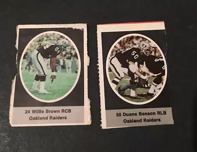 OAKLAND RAIDERS 1972 SUNOCO STAMPS LOT Of 2  WILLIE BROWN DUANE BENSON Read • $2