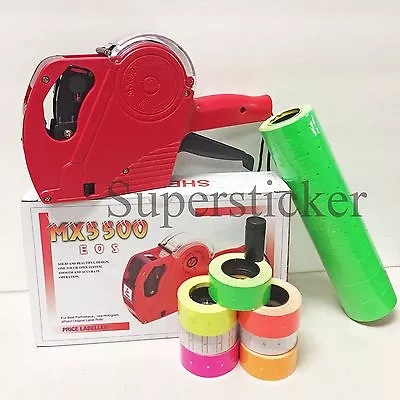 MX-5500 EOS 8 Digits Price Tag Gun Labeler Labeller + 5000 Green Labels +1 Ink • $24.95