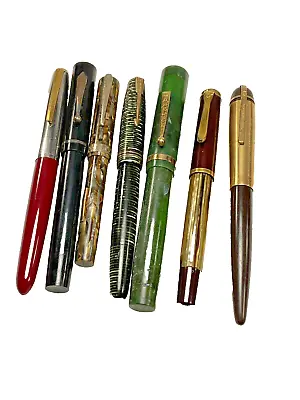 Vintage Set Of 7 Various Fountain Pens Untested For Repair Or Parts • $314.99