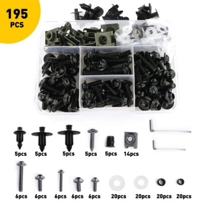 £21.32 • Buy 149pcs Black Fairing Bolts Kit Fastener Clips Screws For Motorcycle Sportbike UK