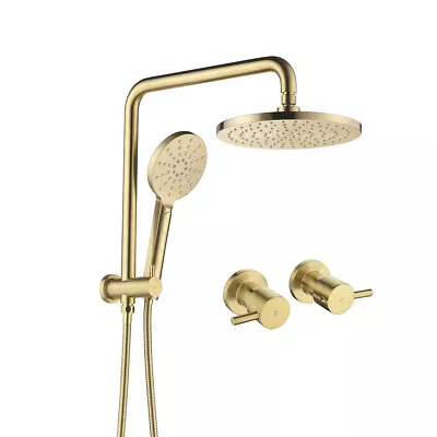 Decaura Shower Head Set Gooseneck Arm Rain And Hand Held Brushed Gold Mixer Taps • $359.99