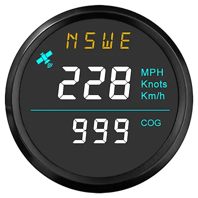 52mm Marine Boat LCD Digital GPS Speedometer 0-299MPH Km/H Knots Gauge White LED • $44