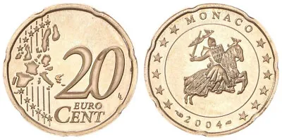 Monaco 20 Cent Currency Coin 2004 Proof IN Münzkapsel. Rare Year 98007 • $75.19