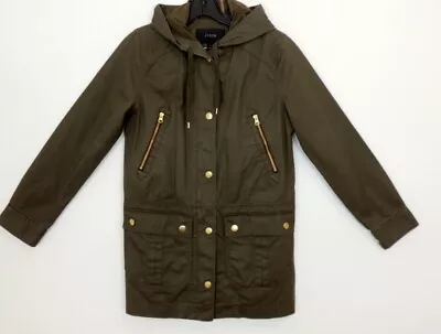 J.CREW Black Label S Fatigue Jacket Military Field Green Cargo Hoodie Parker • $59.50