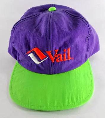 VTG Vail Ski Resort Snapback Hat Cap Purple Green Flourescent Embroidered 90s • $28.98