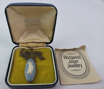 £41.35 • Buy Vintage Blue  Fairy Wedgwood Cameo Necklace Made In England In Box Jasperware