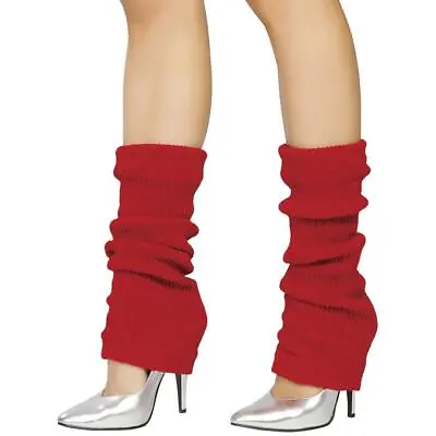 Red Leg Warmers Knee High Knit Thick Cozy Rave Club 80s Retro Costume LW101 • $14.99