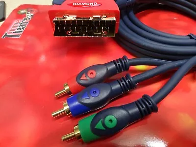 £15.99 • Buy SCART To RGB 3x Phono Video Lead Premium Quality OFC Cable TV Video DVD Gold RCA
