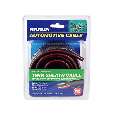 Narva 100A 8 B&S Twin Core Cable - 5M Red/Black With Black Tracer 5808-5Tw • $79.95