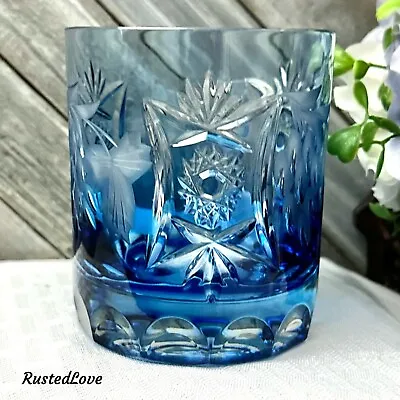 Nachtmann Traube Crystal Aqua Blue Old Fashioned Cut To Clear German Vintage  * • $161