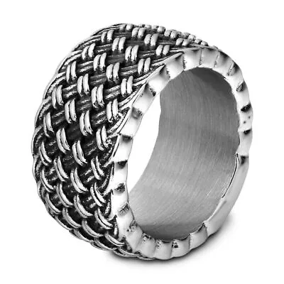 Aegis Mens Stainless Steel Celtic Knot Braided Wedding Band Ring Size 7-15 • $9.99