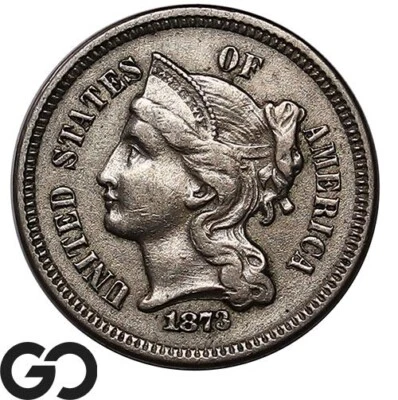 $11.50 • Buy 1873 Three Cent Nickel Piece, Open 3, ** Free Shipping!