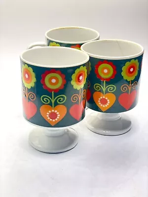 Vintage Mid Century Modern Flower Power Daisy Coffee Tea Cup Mug Pedestal  Heart • $12