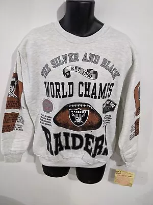 NWT 90's Vintage Long Gone NFL 1976 World Champ Oakland Raiders Large L Sweater • $105
