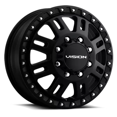 4 New  Matte Black Vision  Manx 2 Dually 17x6.5 8-200  (108619) • $876