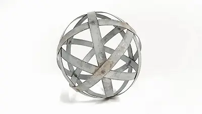 Metal Decorative Sphere For Home Decor Distressed Galvanized Bands Hand Modern • $10.54