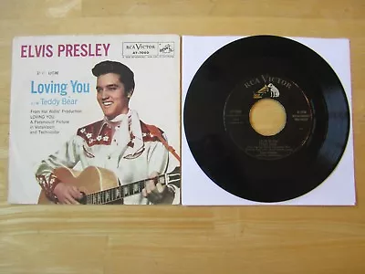 Elvis 45rpm Record & Picture Sleeve Teddy Bear/Loving You RCA 47-7000 1957 • $24.99