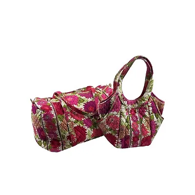 Vera Bradley Hello Dahlia Weekender Duffle Bag Shoulder Bag Combo Set Of 2 • $64.99