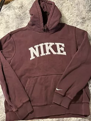 Vintage Nike Hoodie XL Sweatshirt Sweater Spell Out Y2K Maroon 00s * • $24