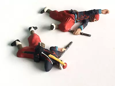 2 X UNKNOWN MAKE. ACW SHOT ZOUAVE INFANTRY SOLDIERS. 1/32 SCALE. PAINTED PLASTIC • £1.99