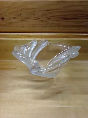 MIKASA Swing Clear/Frosted Crystal Swirl Wave Triangle Bowl 9” Vintage • $14