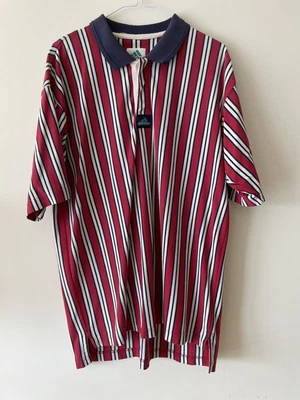 £14.99 • Buy Adidas Equipment Polo Shirt 44/45 M/L Mens Red Striped Retro 80s Vintage