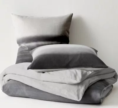 Restoration Hardware Teen Airbrushed Grey Duvet Plus 2 Euro Shams F/Q RH • $125