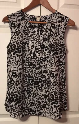 J.CREW Womens Black/Ivory Animal Print Sleeveless Blouse Top Size 2  • $9.99