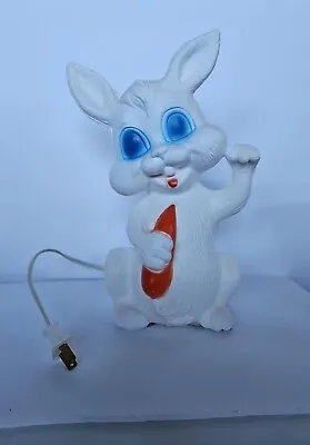 Easter BLOW MOLD Bunny Rabbit With Carrot 11  Vintage  Lights Up • $44