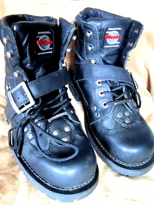 Milwaukee Freedom Flex ~Lace-up Side Zip Buckle Moto Boots ~Blk Lthr Men Sz 9D • $57.53