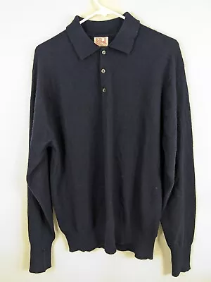 N. Peal Sweater Men's Blue 100% Cashmere Pullover Collared Long Sleeve Scotland • $150
