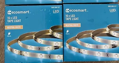 Set Of 2 NEW EcoSmart 16 Ft. Indoor Neutral White LED Strip Lights • $25