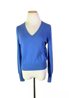 J. CREW Cropped Cashmere Sweater - Medium V Neck Cornflower Blue • $24