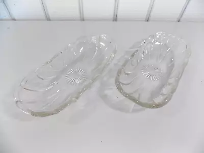 SET OF 2- Vintage Banana Split Boat Ice Cream Parlor Heavy Glass Dishes - NICE • $8